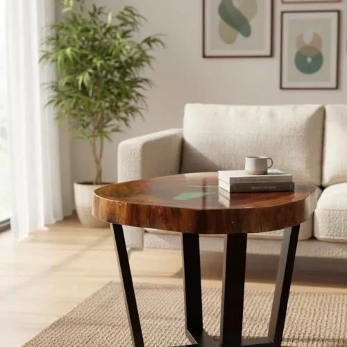 COFEE TABLE WOOD LOG CLEAR EPOXY